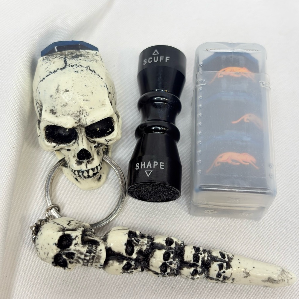 Skull Pocket Chalker/Stick/4x Predator Chalk/Cue Tip Shaper Pool Billiards EUC